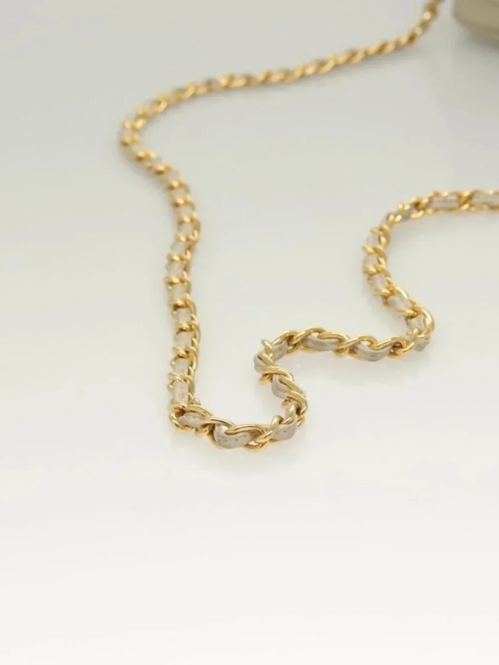 CHANEL Matelasse COCO Mark Chain Bag Lamb Skin Beige Gold CC Auth BA3101